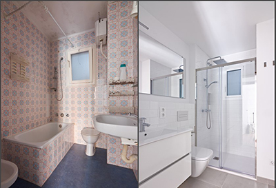 Rénovation complète d'une salle de bain à St-Lambert en collaboration avec notre équipe complète. Designer, plomberie, électricité, menuisiers, poseurs de céramique, tireur de joint, peintres et installateur de porte de verre. Travaux de rénovation de salle de bain effectués à St-Lambert sur la rive-sud de Montréal