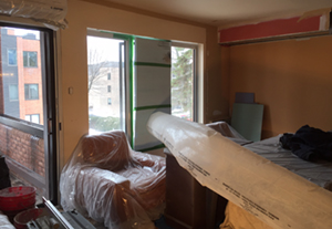 Installation du système par l'intérieur numéro 2. Travaux effectués à Saint-Bruno sur la rive-sud de Montréal.